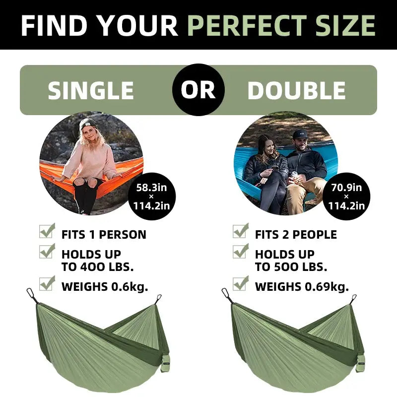 Hamac de Camping en plein air, Portable, simple ou Double, accessoires de Camping, jardin intérieur, cour, balançoire, voyage - Survie Shop