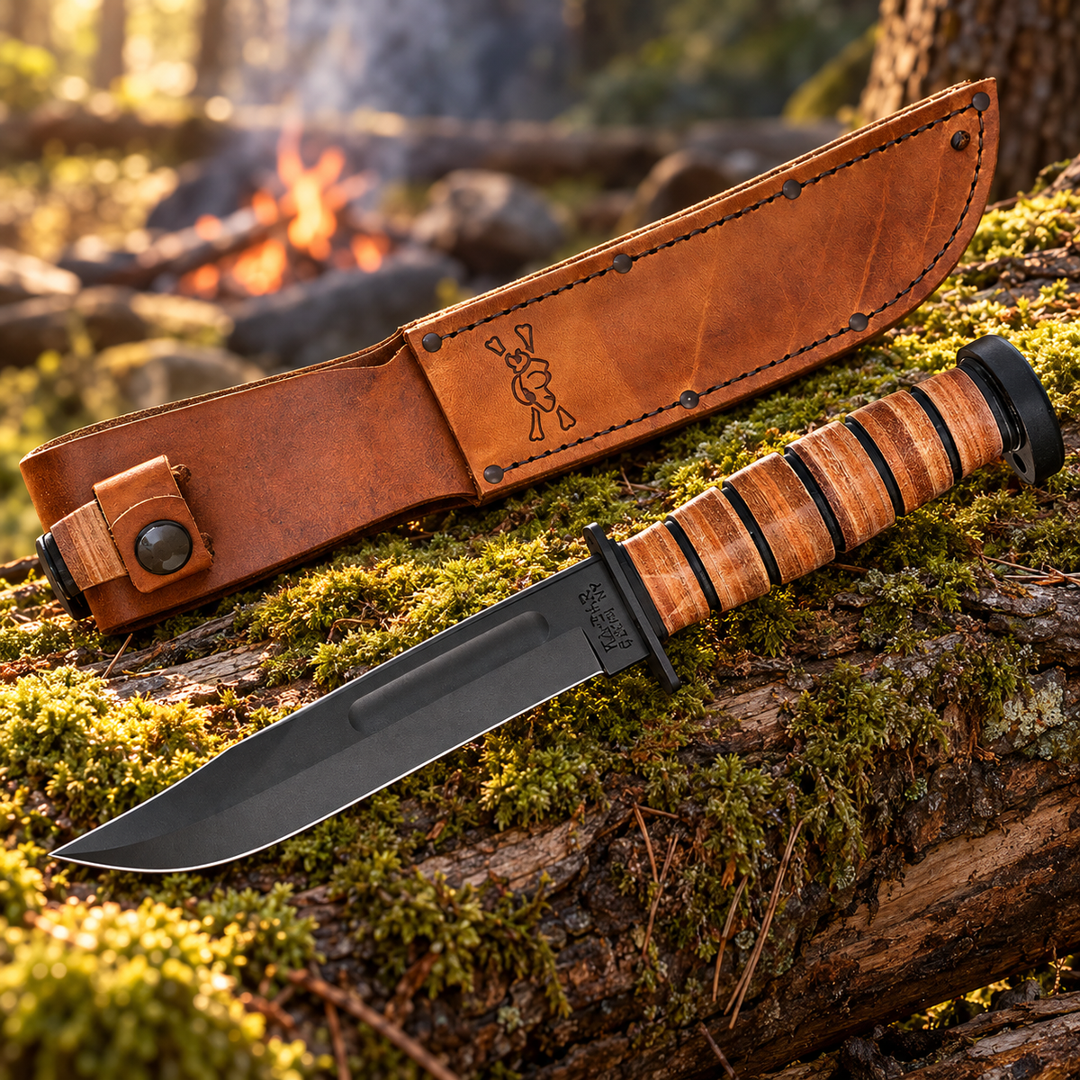 KA-BAR 1317 Dog’s Head – Couteau 1095 Cro-Van Manche Cuir