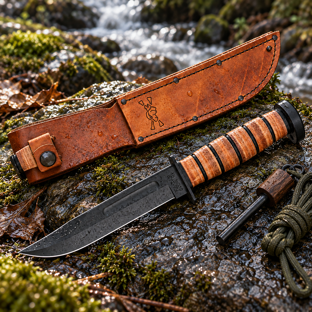 KA-BAR 1317 Dog’s Head – Couteau 1095 Cro-Van Manche Cuir