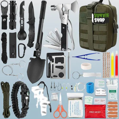 Kit de Survie Complet 25 Outils Inclus - Prêt à l'Emploi pour Urgences - Survie Shop