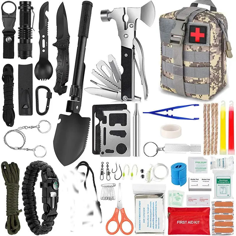 Kit de Survie Complet 25 Outils Inclus - Prêt à l'Emploi pour Urgences - Survie Shop