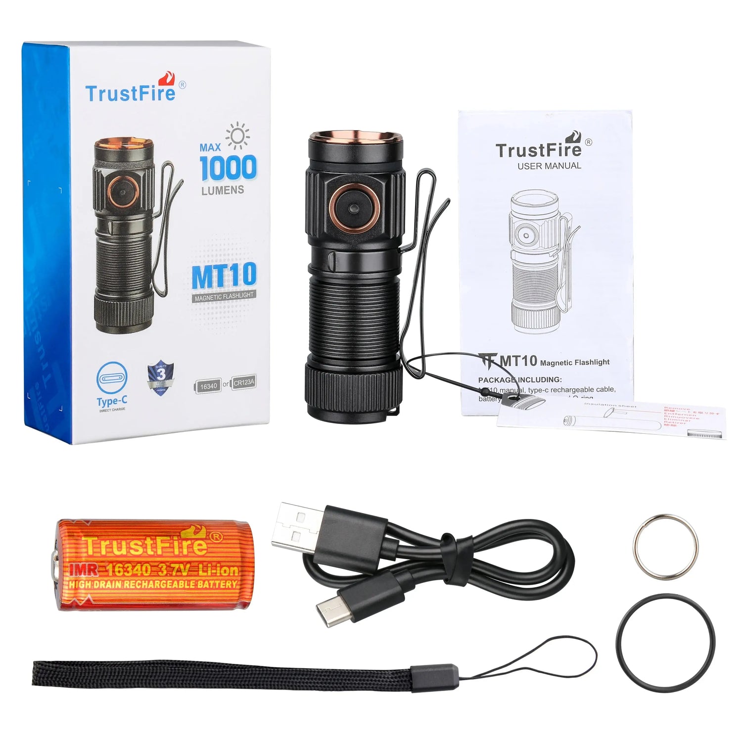 Lampe Torche Rechargeable Trustfire MT10 Mini 1000Lm USB C - Survie Shop
