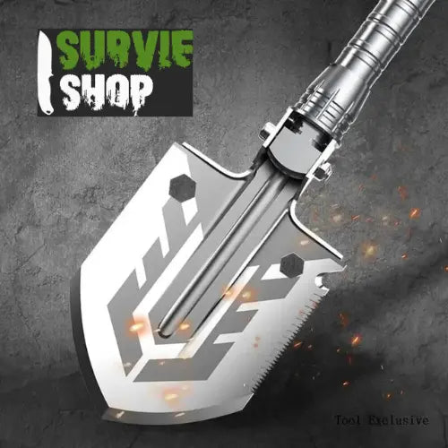 Pelle de Survie Multifonction 4 en 1 en Acier Inoxydable - Survie Shop