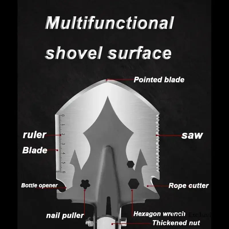 Pelle de Survie Multifonction 4 en 1 en Acier Inoxydable - Survie Shop