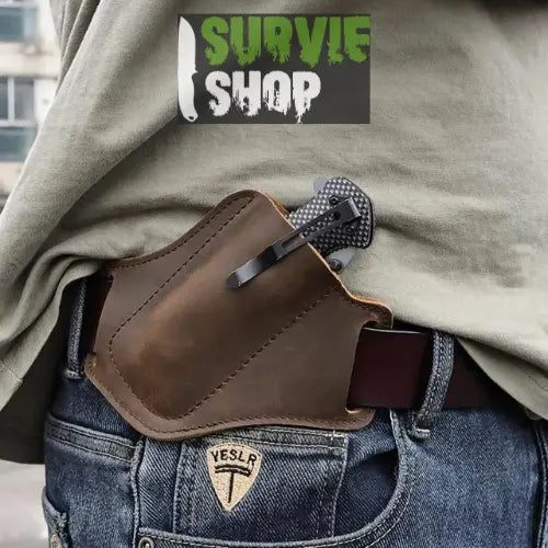 Porte Couteau Ceinture cuir véritable Survie Shop