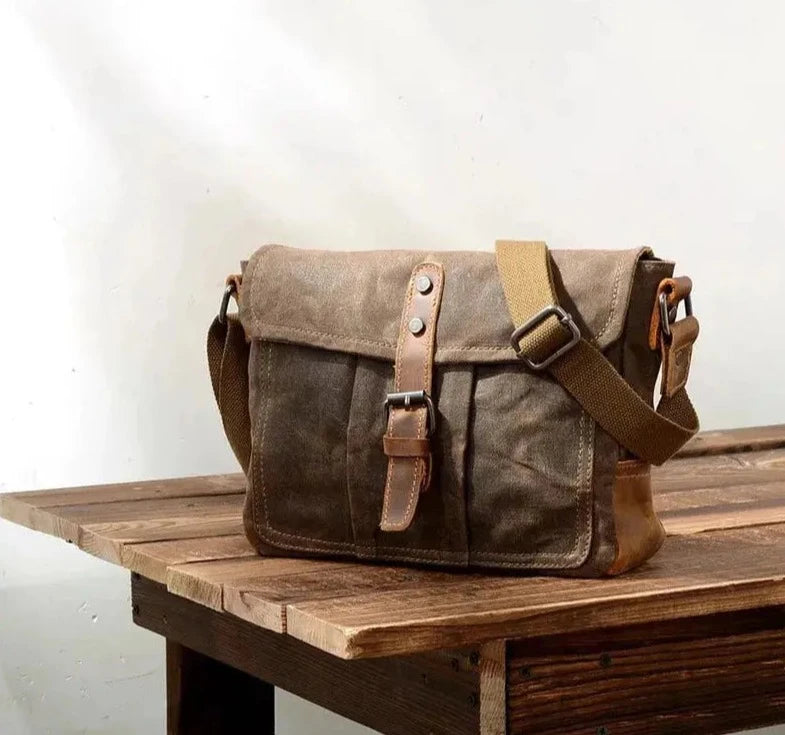 Sac Bandoulière Homme Vintage en Toile et Cuir Multifonctions Imperméable - Survie Shop