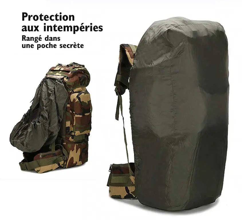 Sac à Dos Militaire Armée Française Camouflage Imperméable 70L - Survie Shop