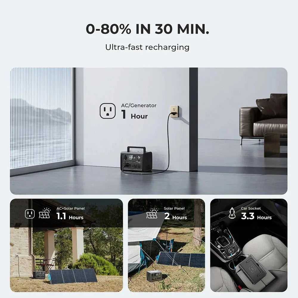 Station de Stockage Electrique Portable 600W Lithium Fer Phosphate MPPT BMS - Survie Shop