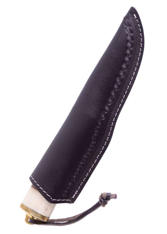 Couteau Viking en Acier Carbone – Manche Os et Bois avec Étui Cuir