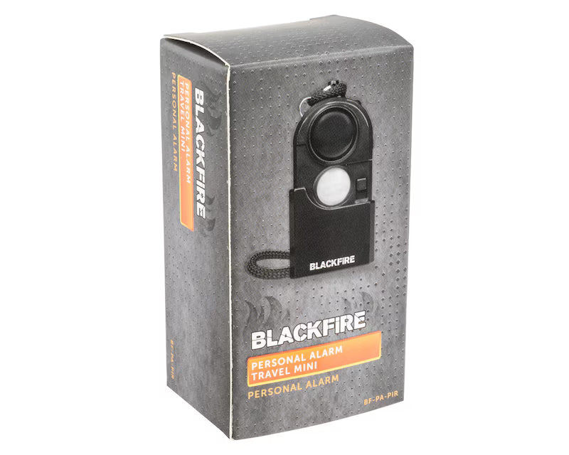 Alarme personnelle Blackfire Travel Mini noire avec dragonne et détecteur PIR