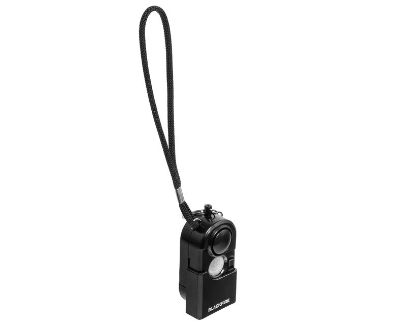 Alarme personnelle Blackfire Travel Mini noire avec dragonne et détecteur PIR