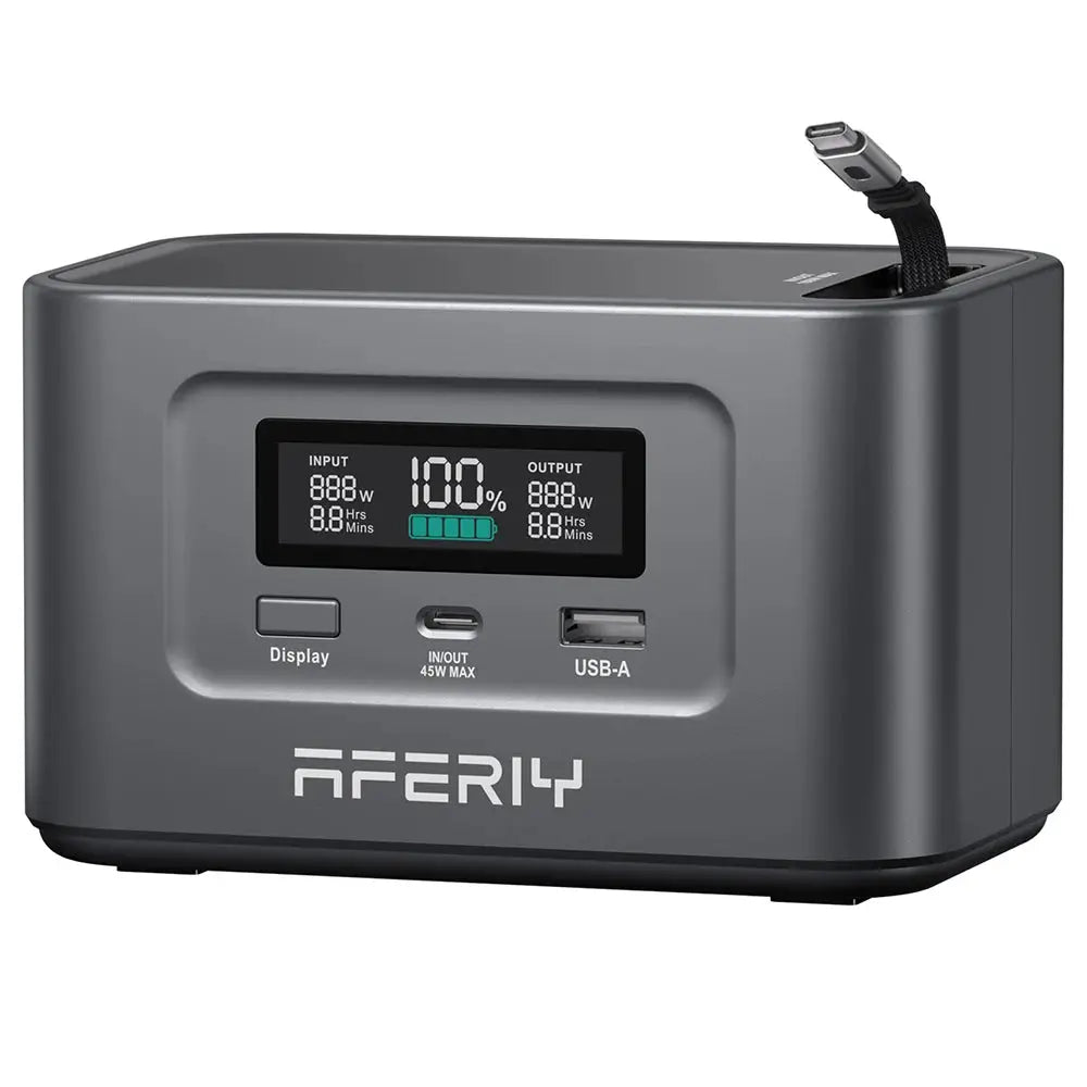 AFERIY Nano100 Centrale Électrique Portable 99,2Wh – Charge Rapide 100W USB-C, Batterie LiFePO4 3000 Cycles, Format Avion, Power Station Compacte