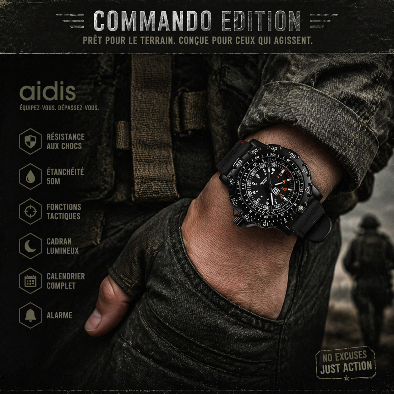 Montre Tactique Lumineuse Haute Performance – Vision Nocturne & Précision Absolue