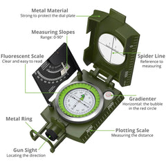 Boussole Militaire de Survie et Trekking Luminescente - Survie Shop