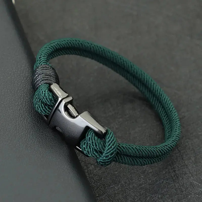 Bracelet Double Couche pour Hommes en Nylon et Alliage de Zinc