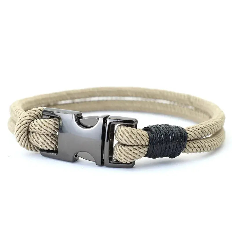 Bracelet Double Couche pour Hommes en Nylon et Alliage de Zinc