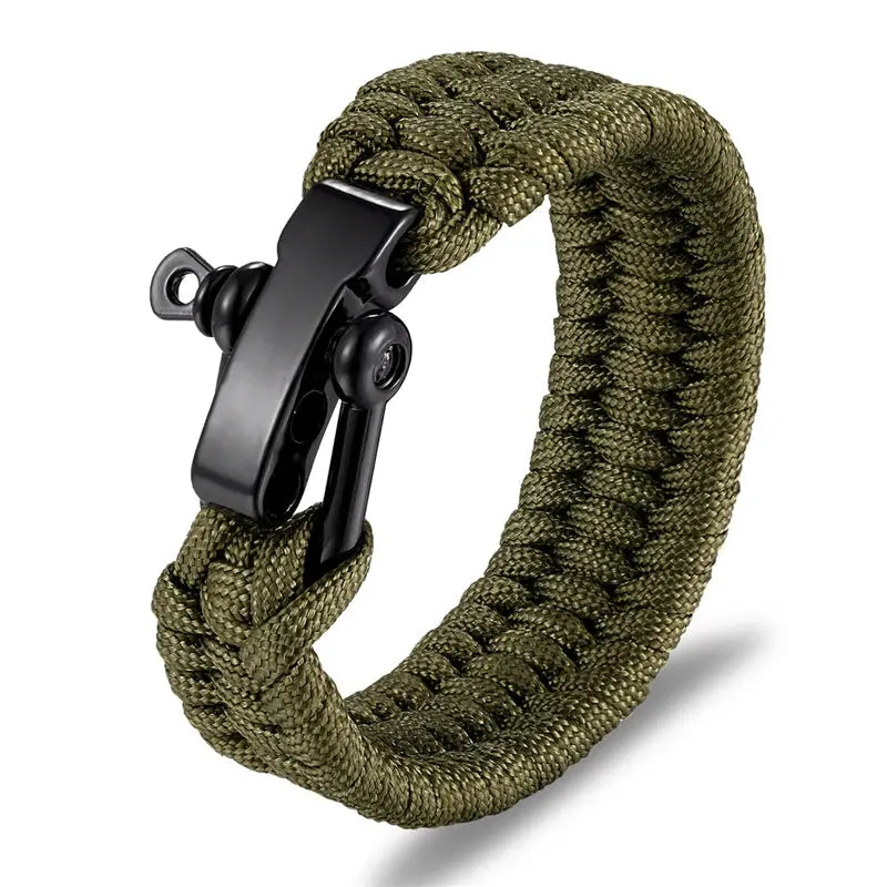 Bracelet de Survie Paracorde Ajustable en Acier Inoxydable