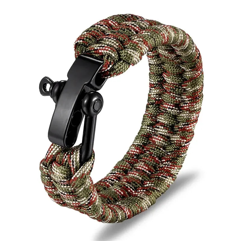 Bracelet de Survie Paracorde Ajustable en Acier Inoxydable