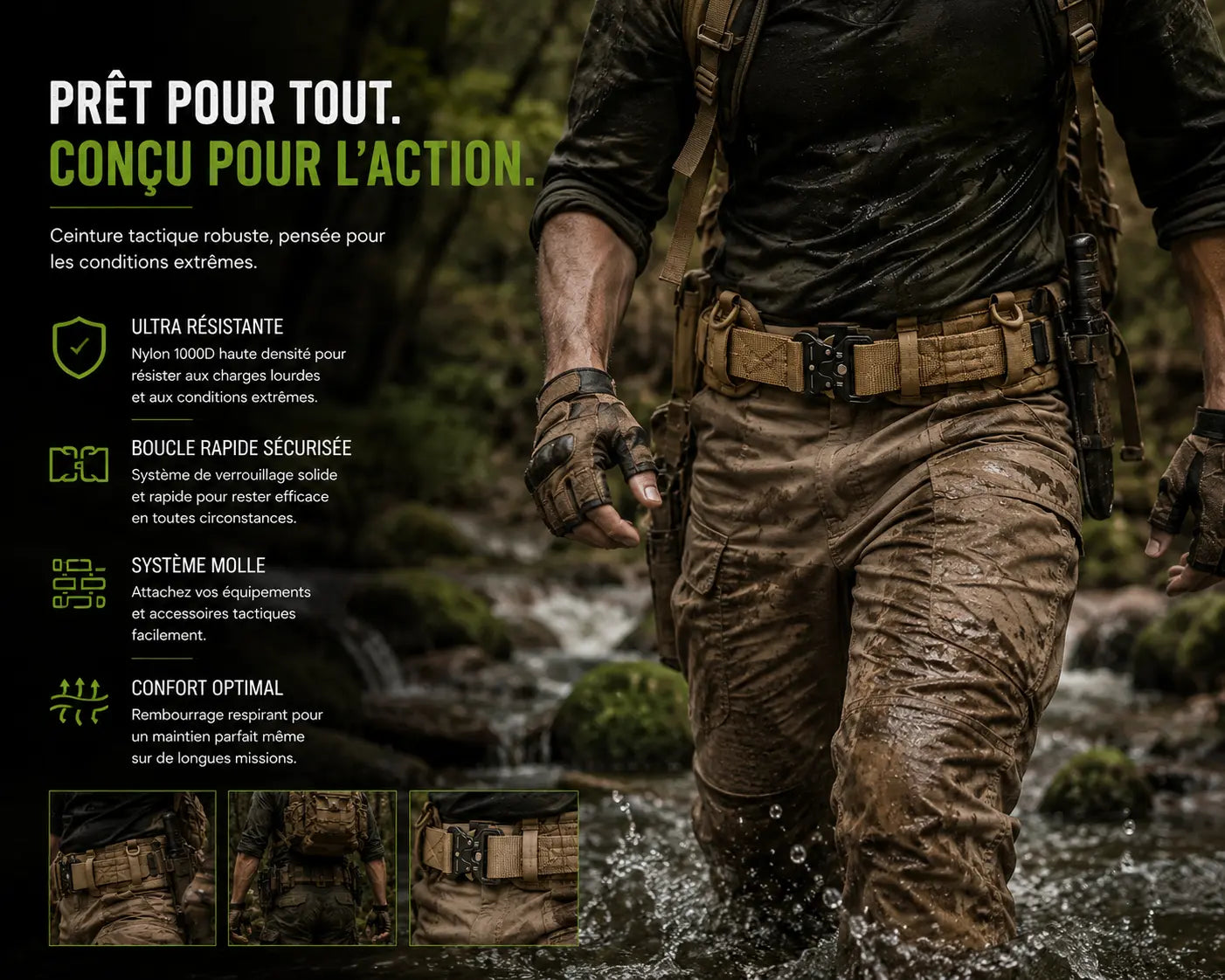 Ceinture Militaire Tactique 7 en 1 avec Système Molle