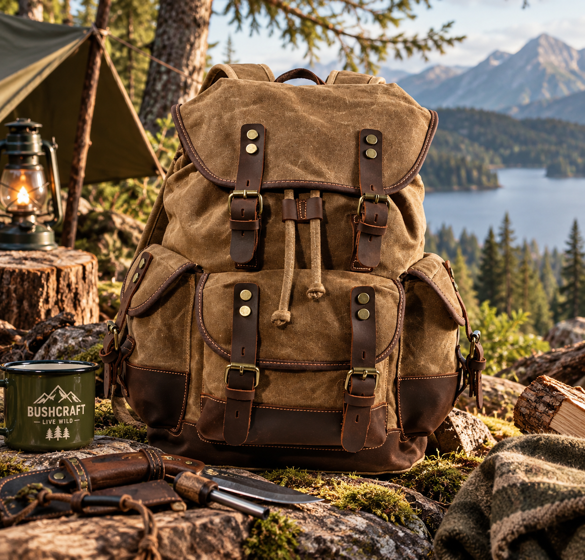 Sac à Dos Vintage en Canvas Bushcraft pour Homme