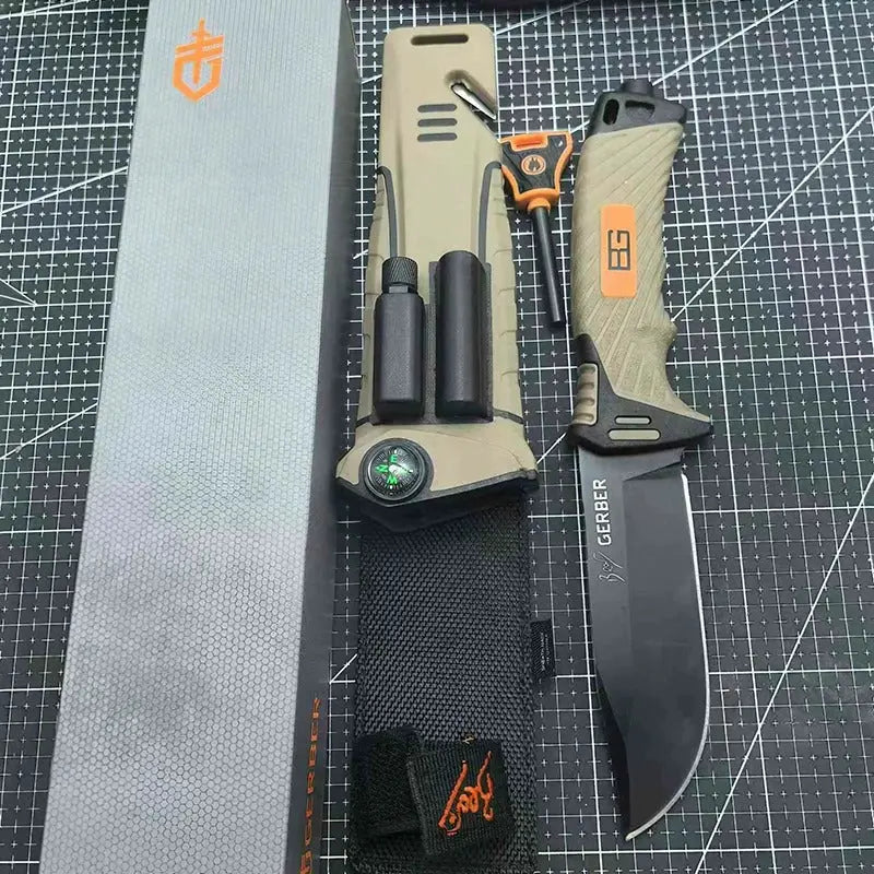 Couteau Bushcraft Survivaliste – Lame Fixe Tactical Avec Allume-Feu & Boussole