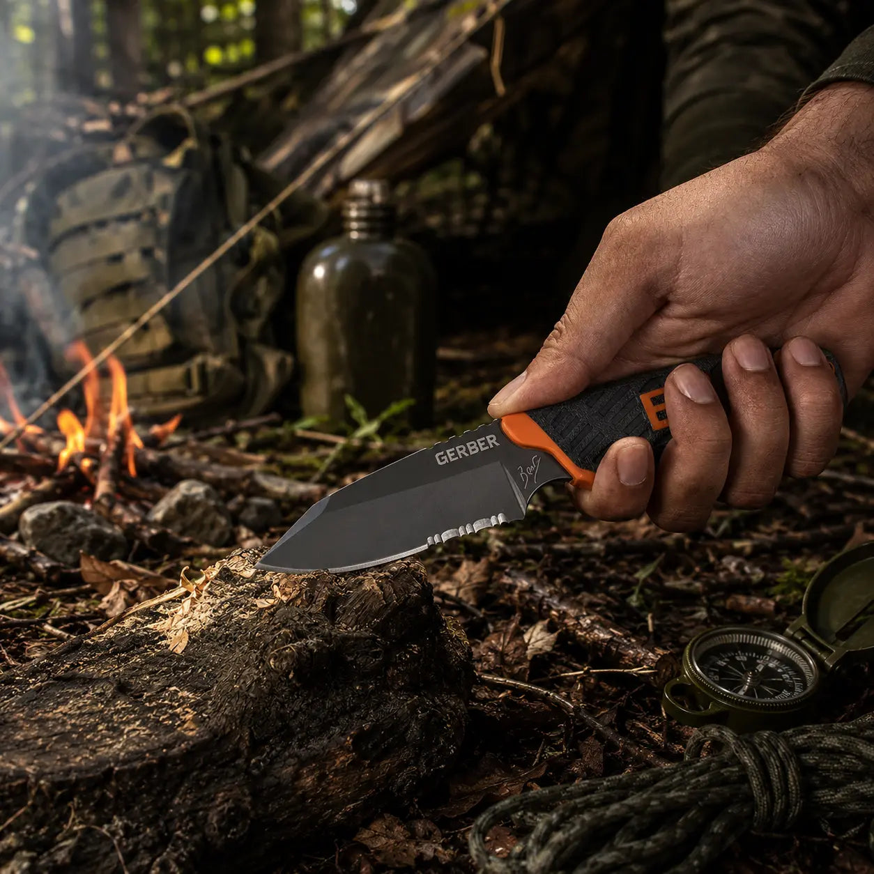 Couteau de Survie GERBER™ Bushcraft & Outdoor | Lame Fixe + Fourreau Rigide
