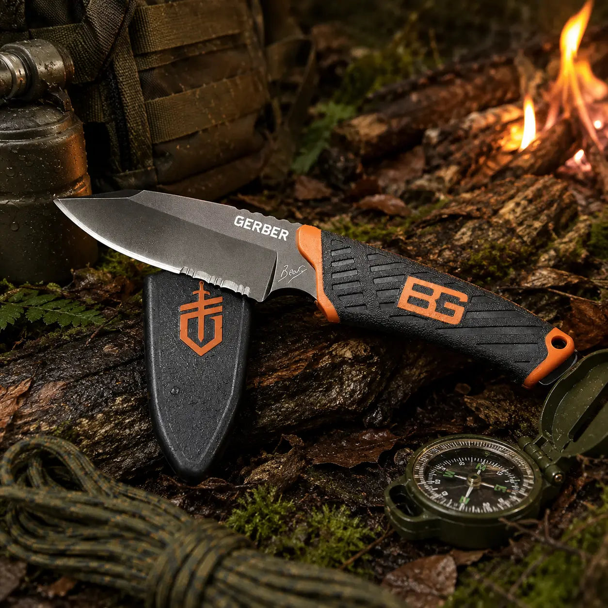 Couteau de Survie GERBER™ Bushcraft & Outdoor | Lame Fixe + Fourreau Rigide