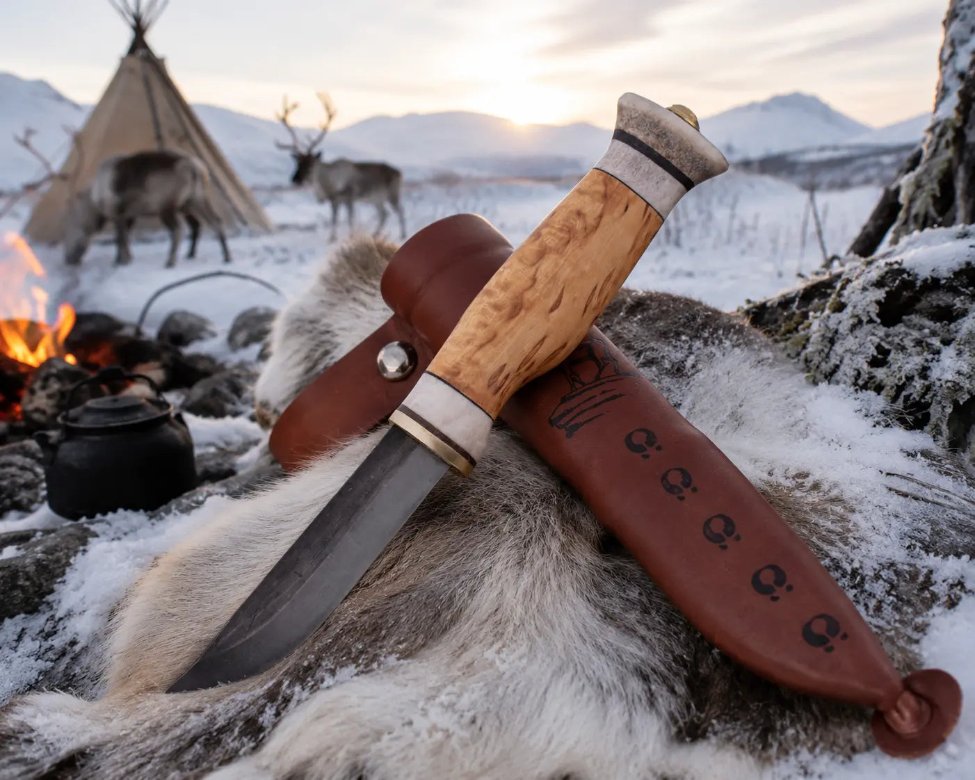 Couteau de chasse VUOLU 8 – Wood Jewel | Couteau traditionnel de Laponie