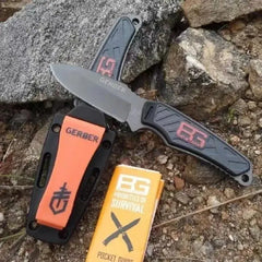 Couteau droit extérieur GERBER : Couteau de poche portable EDC, lame tranchante haute dureté - Survie Shop