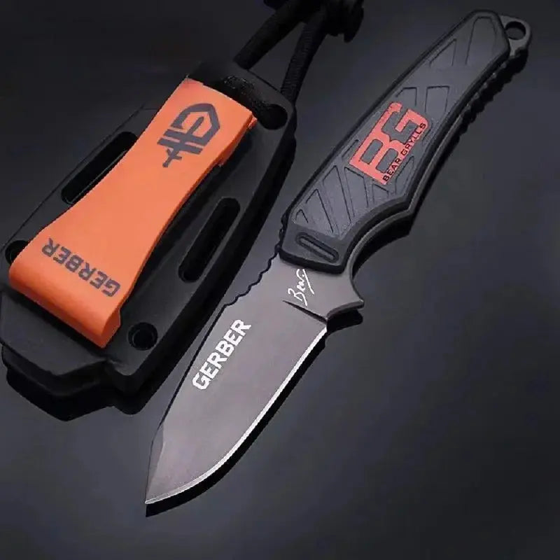 Couteau droit extérieur GERBER : Couteau de poche portable EDC, lame tranchante haute dureté - Survie Shop