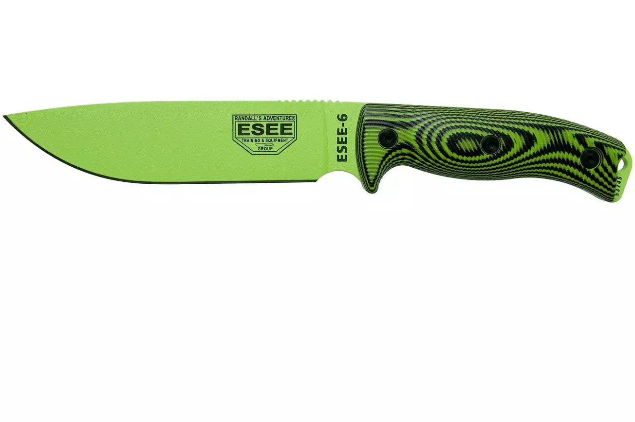 ESEE-6 Orange ou Vert – Couteau de Survie Professionnel en Acier Carbone 1095 | Bushcraft, Camping, Chasse & Outdoor
