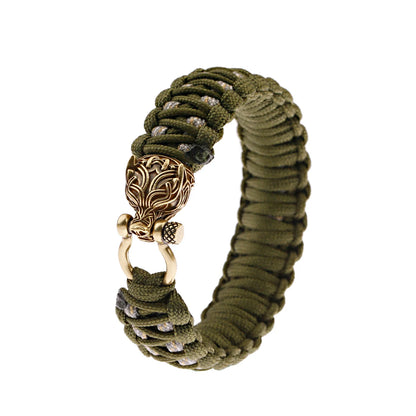Bracelet Paracorde avec tête de dragon en cuivre vintage