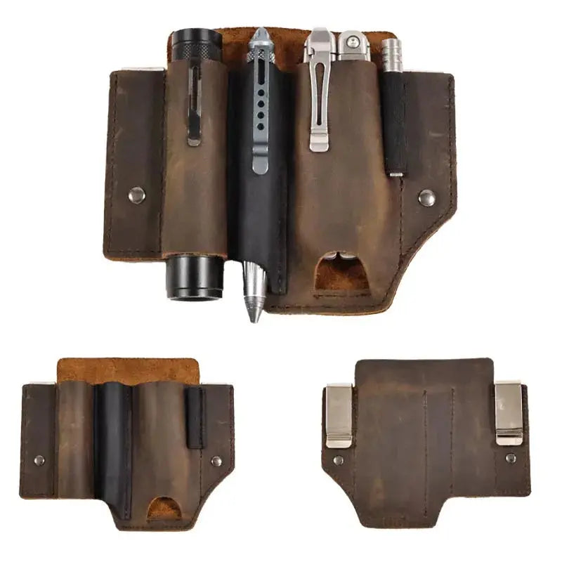 Holster en Cuir Véritable pour Couteau de Poche EDC - Survie Shop