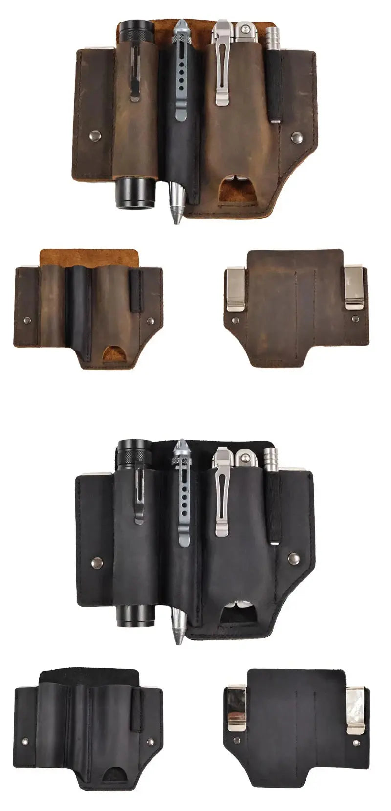 Holster en Cuir Véritable pour Couteau de Poche EDC - Survie Shop