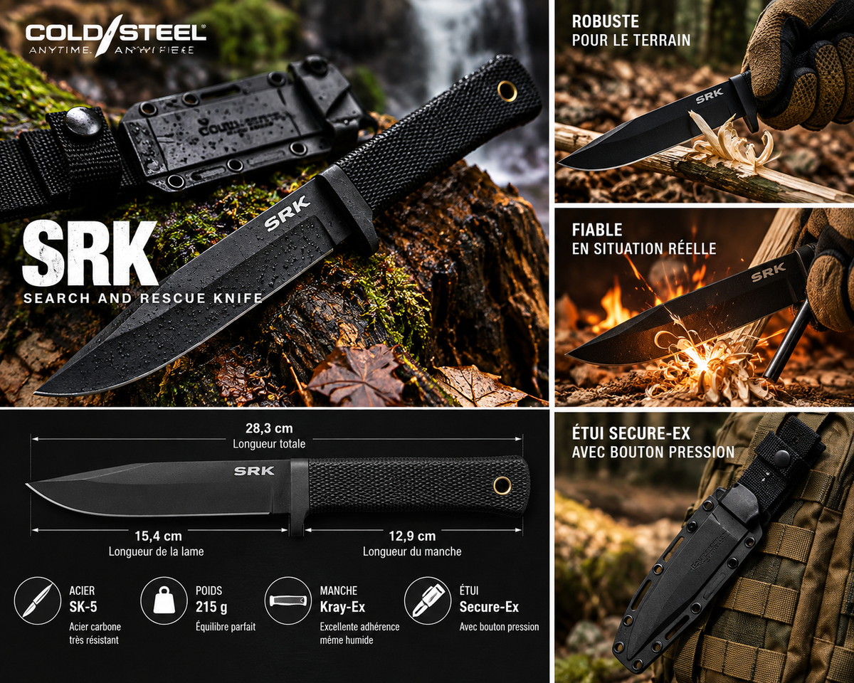 Cold Steel SRK SK-5 – Couteau de Survie Lame Fixe