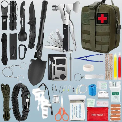 Kit de Survie Complet 25 Outils Inclus - Prêt à l'Emploi pour Urgences
