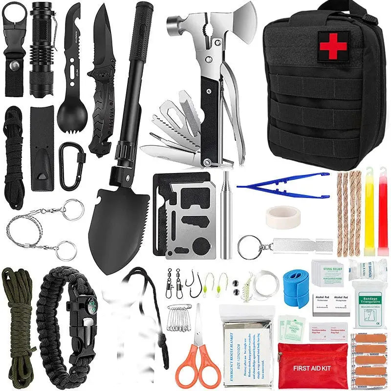 Kit de Survie Complet 25 Outils Inclus - Prêt à l'Emploi pour Urgences