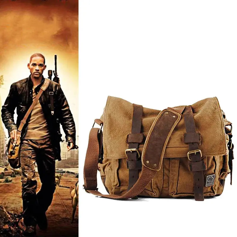 Sac Bandoulière Homme Style Buschcraft et Vintage en Toile Imperméable - Survie Shop