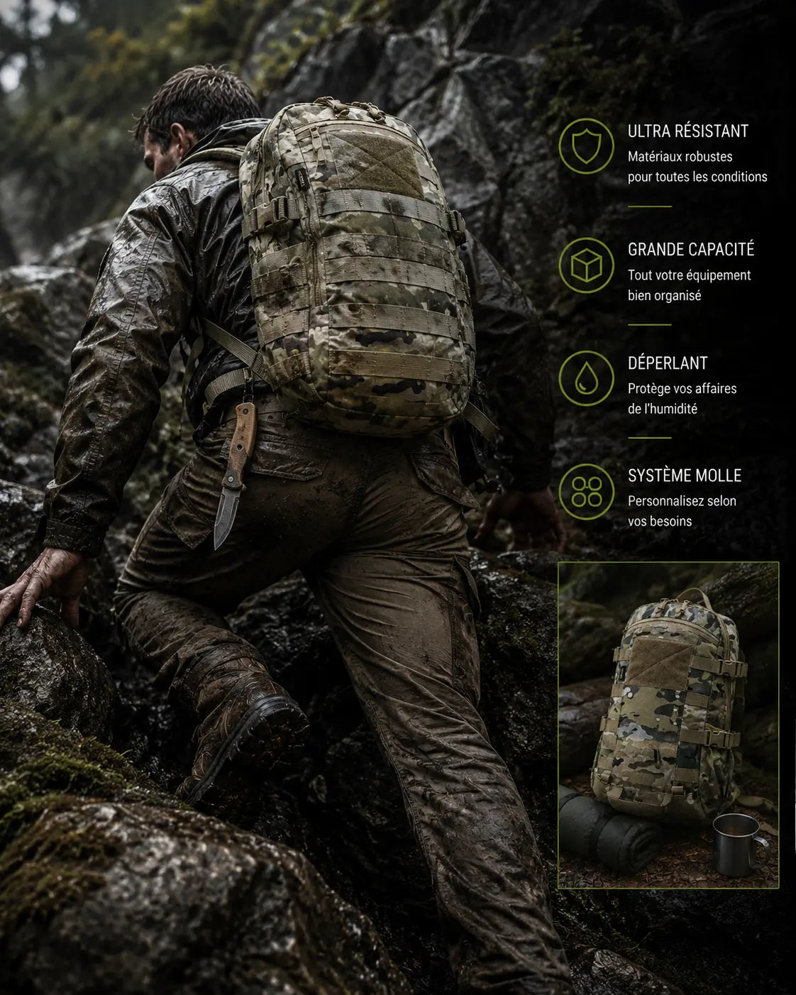 Sac Tactical Survivaliste Molle – Haute Résistance Outdoor