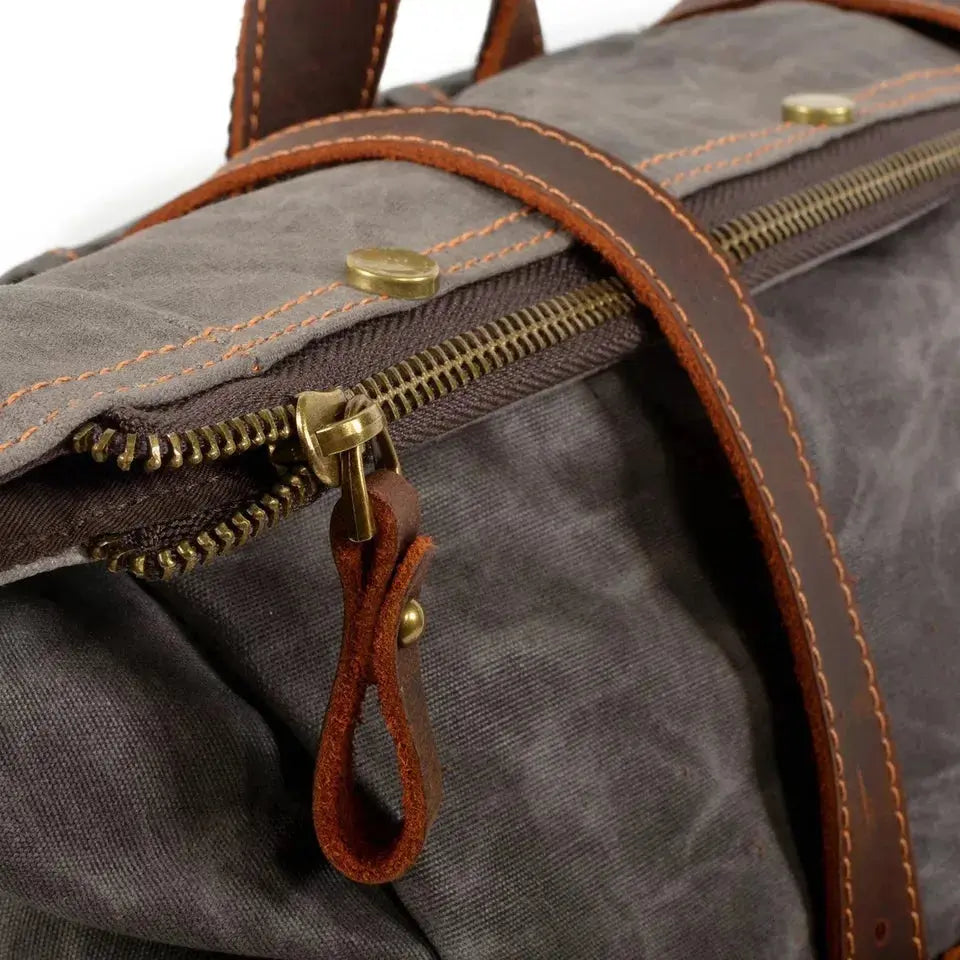 Sac à Dos Vintage en Toile et Cuir pour Homme - Imperméable - Sac Bushcraft - Survie Shop