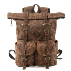 Sac à Dos Vintage en Toile et Cuir pour Homme - Imperméable - Sac Bushcraft - Survie Shop