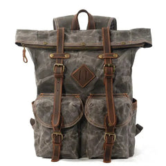 Sac à Dos Vintage en Toile et Cuir pour Homme - Imperméable - Sac Bushcraft - Survie Shop