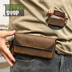 Sac de Taille en Cuir Véritable avec Clip Ceinture - Pochette Antichoc Survie Shop