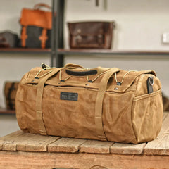 Sac de Voyage Homme Vintage Moto en Toile Canvas, Fermeture Éclair - Style Authentique - Survie Shop