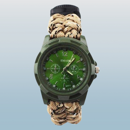 Survival Bracelet<br> with Watch - Beige