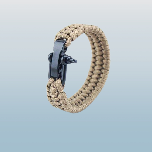 Paracord-Armband<br> Kobra mit Schäkel – Beige