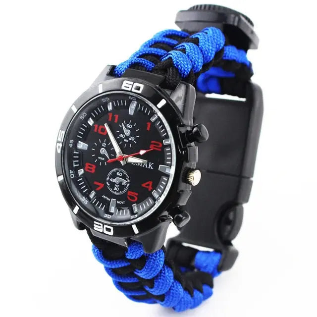 bracelet paracorde montre bleu et noir Survie Shop