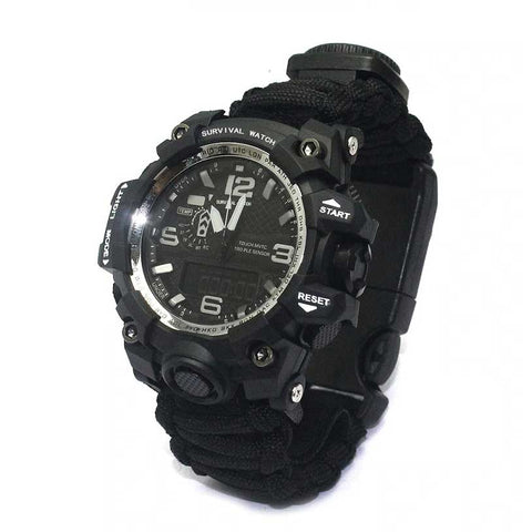 Bracelet de survie avec montre noir