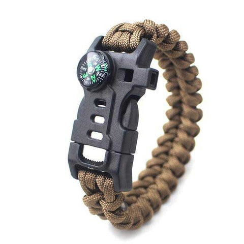 Paracord Wristband<br> Firestarter - Brown