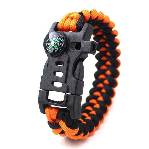 Paracord Wristband<br> Fire Starter - Orange